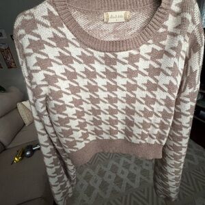 Altar'd State Houndstooth Sweater - Brown and Cream